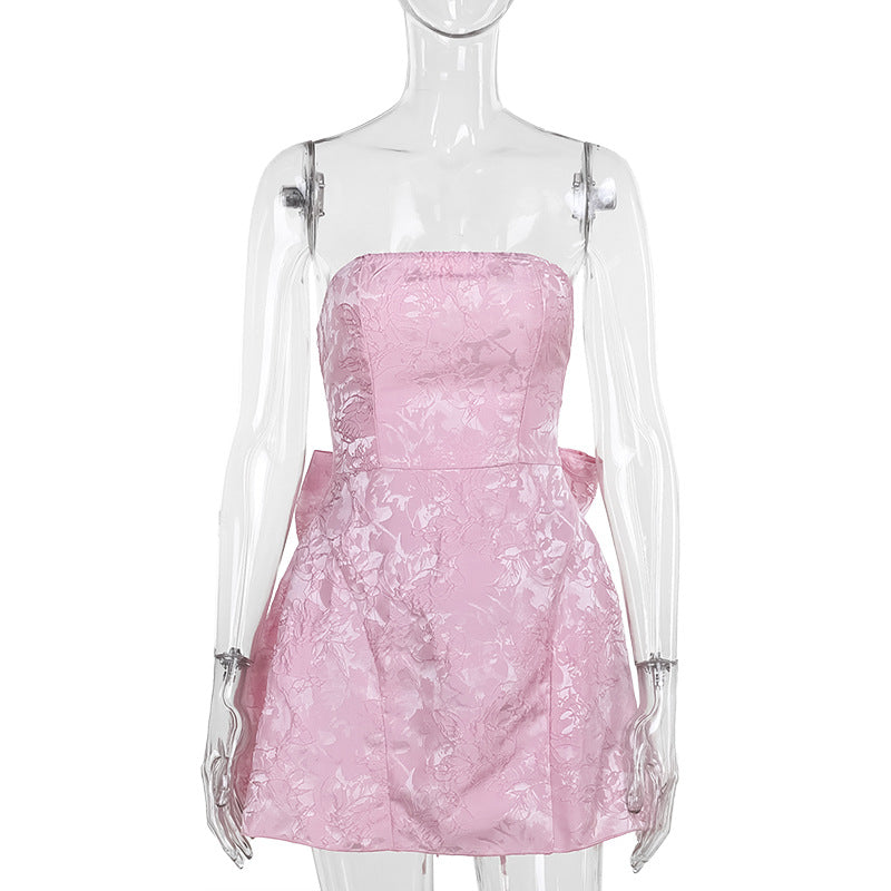 Dame off-shoulder cocktailkjole med elegant sløjfedetalje Skovae