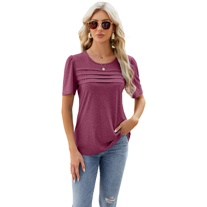 Dame Stilet T-Shirt med Rynker Stilla