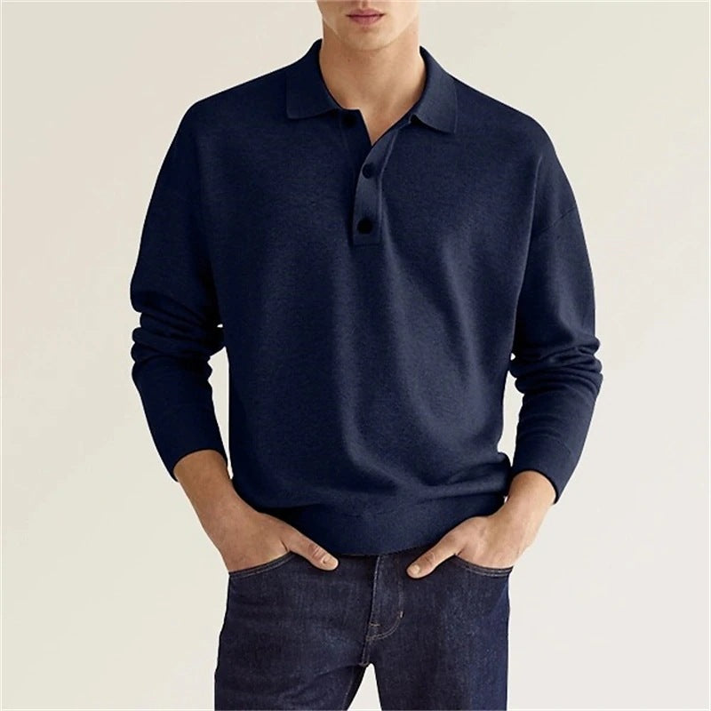 Herrer Langærmet Polo skjorte med kvalitetsstof og fashionable krave Stilla