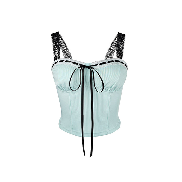 Dame spids-bustier med dekorativ sløjfeslutning Stilla