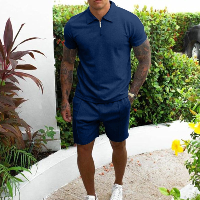 Herrer Komfortabelt Fritids Polo- og Shorts-Sæt Stilla