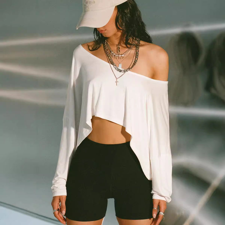 Dame afslappetOne-Shoulder-top med asymmetrisk snit og rummelig design Skovae