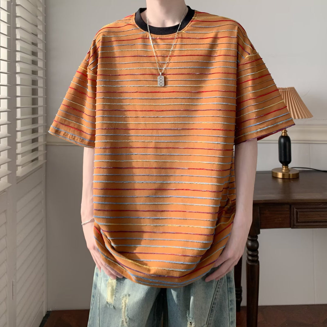 Unisex afslappet stribet T-shirt med oversized pasform Stilla