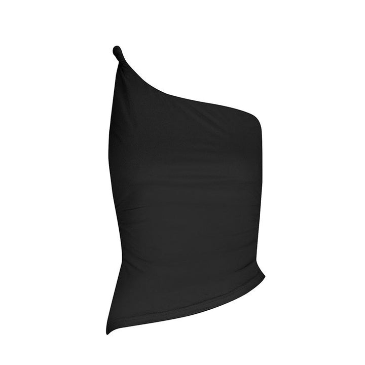 Dame asymmetrisk top med elegant en-skulder-snit og kropsformende design Skovae