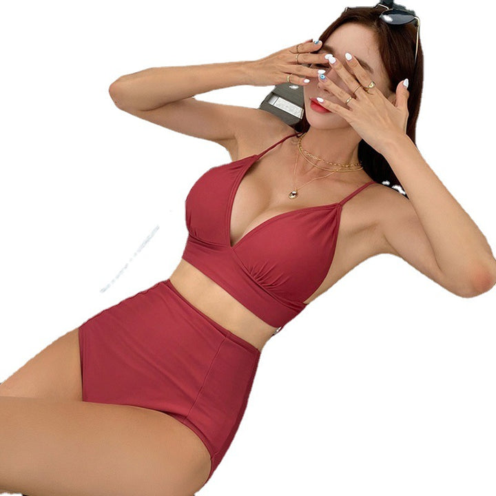 Dame bikini-sæt med højt skåret talje-bund og elegant trekant-top Stilla