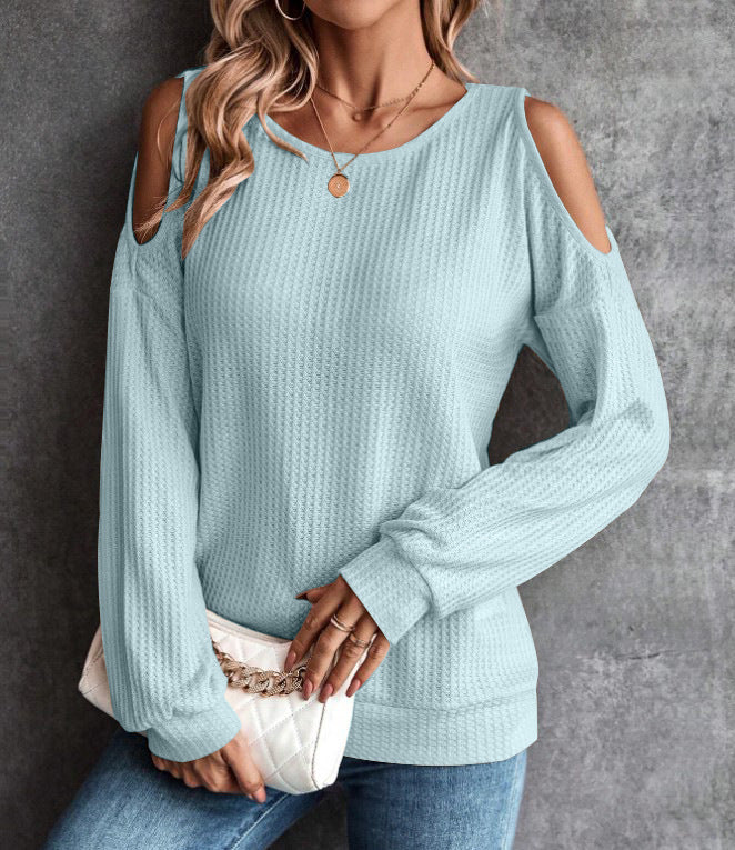 Dame mode sweater med off-shoulder design og struktureret stof Stilla