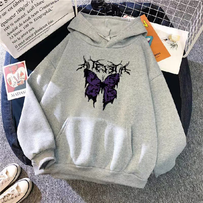 Kvinder's Hoodie med Kunstnerisk Sommerfugl Design Skovae