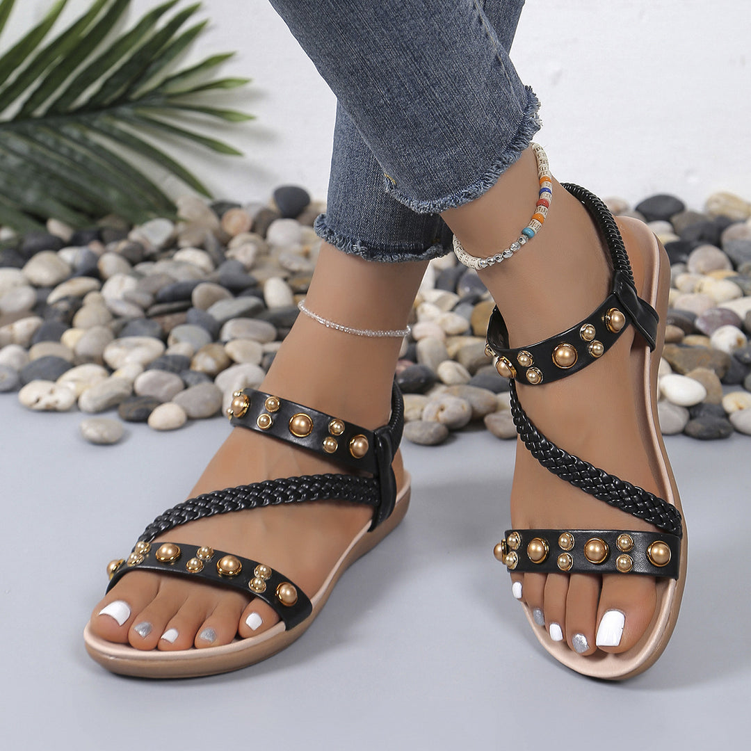 Dame Komfortable Riemchen-sandaler med moderne perlepynt Stilla