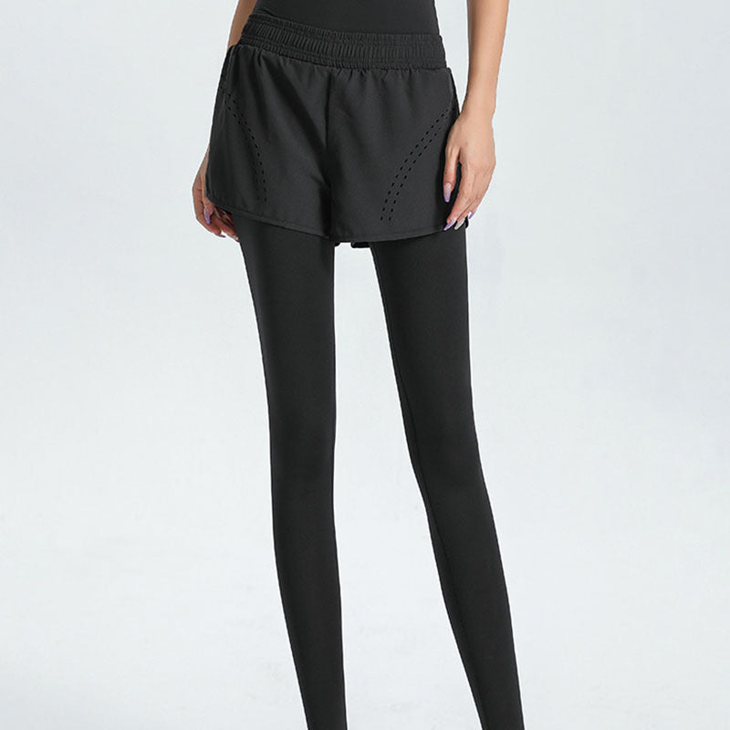 Dame Sporty Leggings med integreret kort shorts Stilla