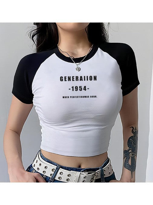 Dame Crop-top med motiverende tekst og afslappet snit Skovae