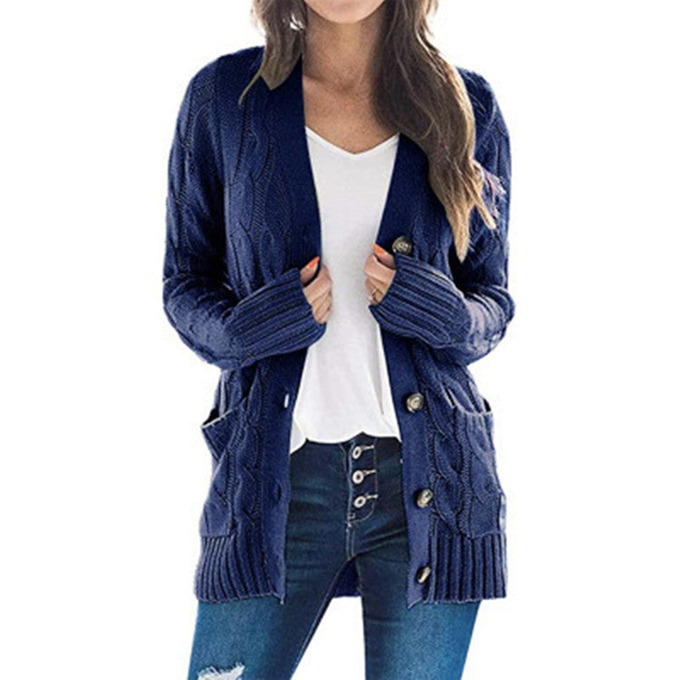 Kvinders cardigan med elegant kabelmønster og praktiske lommer Stilla