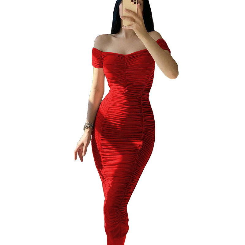 Dame Off-Shoulder Ruffle Bodycon Kjole Stilla