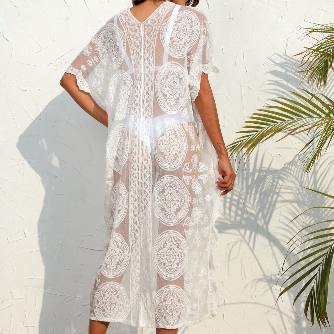 Dame Elegant Broderet Strandovertræk Robe Stilla