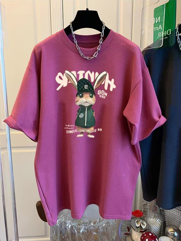 Dame T-shirt med kreativ dyreprint og afslappet pasform Stilla