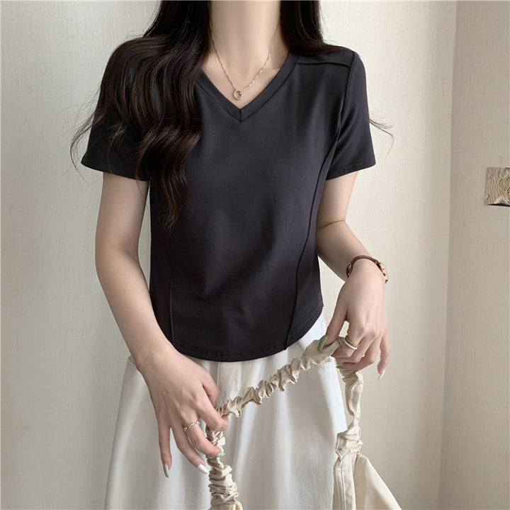 Dame V-hals Løs Tæt T-shirt Stilla