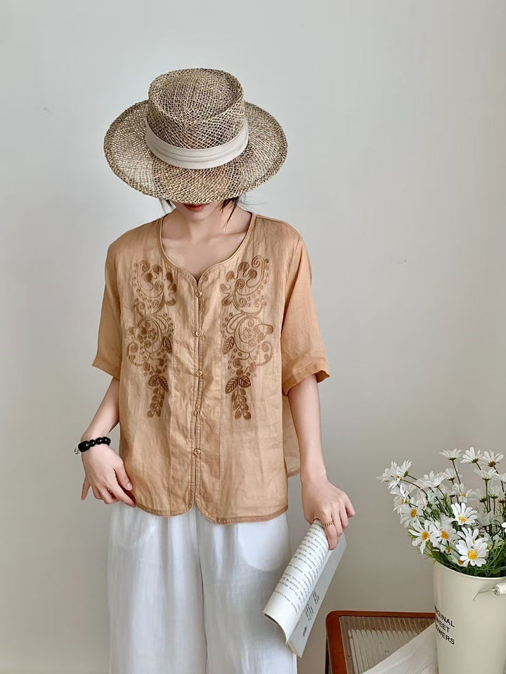 Femme Bestikset Button-Up Linned blouse Stilla