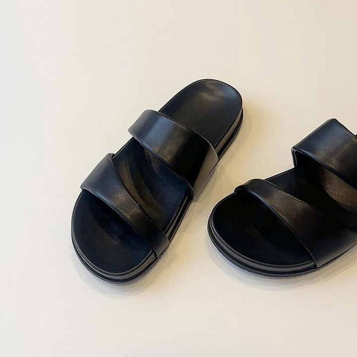Kvinder samtids Slip-On Slide sandaler med dobbelt bånd design Stilla