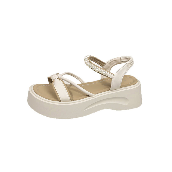 Femme Perlerfinerede platform-slide-sandaler Stilla