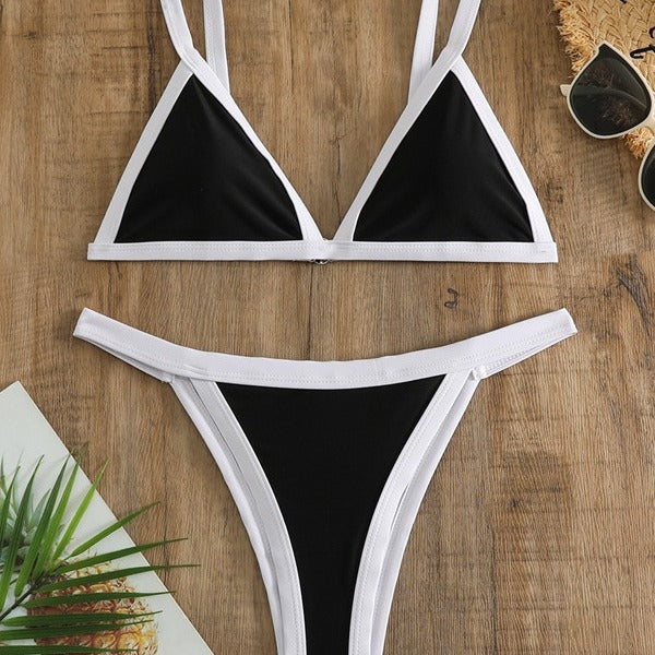 Dame bikinisæt med elegant kontrastdesign og justerbare stropper Stilla