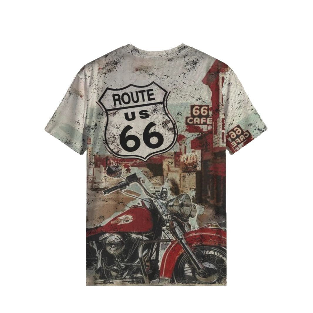 Herrer T-shirt med retro Route 66 grafik og høj kvalitet bomuldsmateriale Stilla