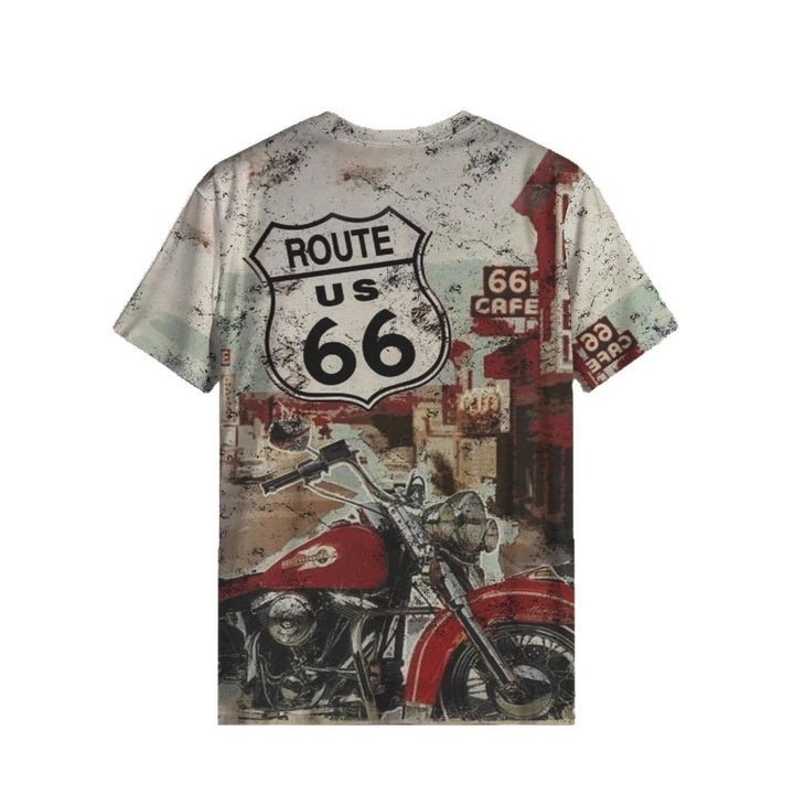 Herrer T-shirt med retro Route 66 grafik og høj kvalitet bomuldsmateriale Stilla