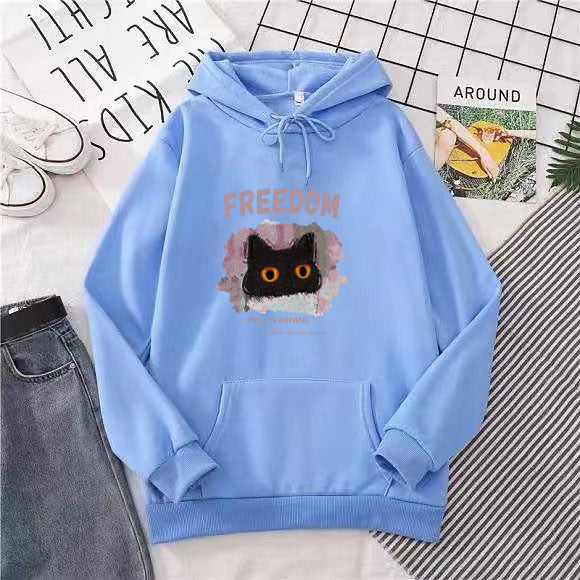 Kvinders hættebluse med kreativ kat design Skovae