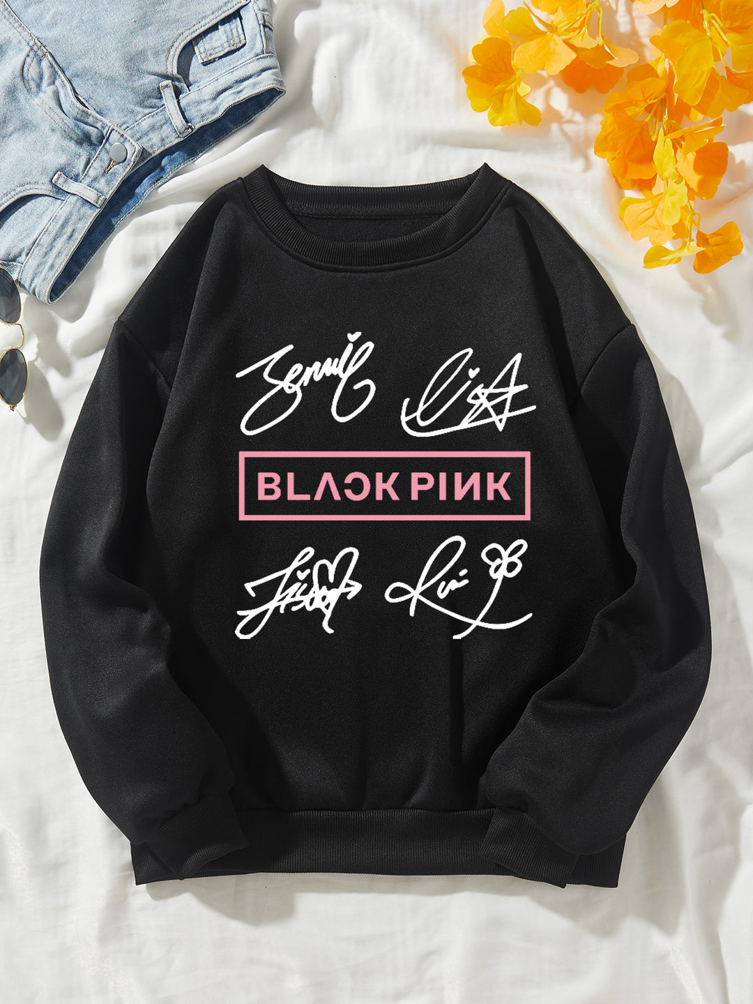 Kvinders casual sweatshirt med kreativ signaturmotiv Skovae