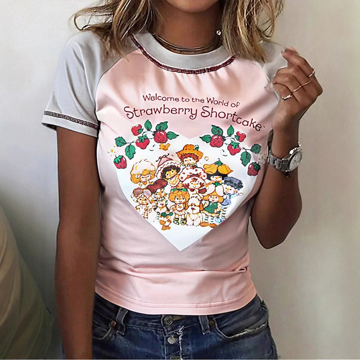 Dame T-shirt med sødt grafikdesign og komfortabel pasform Skovae