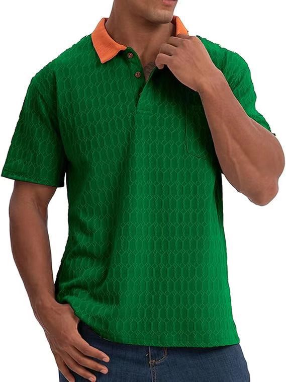 Herre polo T-shirt med struktureret mønster og kontrasterende krave Stilla