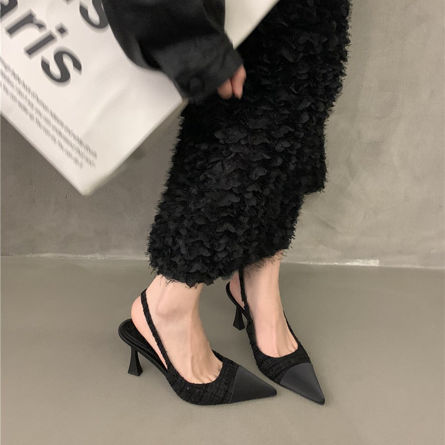 Dame Slingback Pumps med elegant spids silhuet og glitrende overflade Stilla