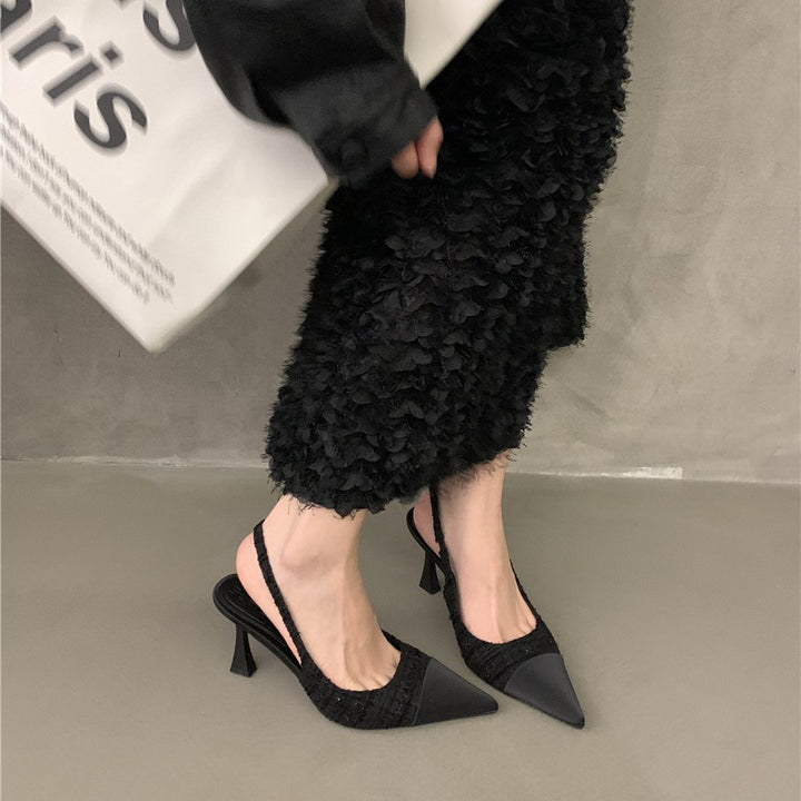 Dame Slingback Pumps med elegant spids silhuet og glitrende overflade Stilla