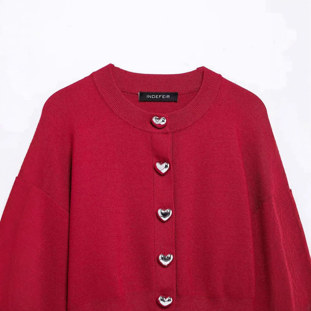 Kvinders stilfulde cardigan med hjerteformede knapper Stilla