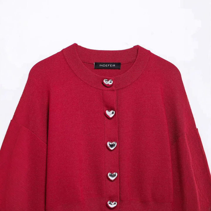Kvinders stilfulde cardigan med hjerteformede knapper Stilla