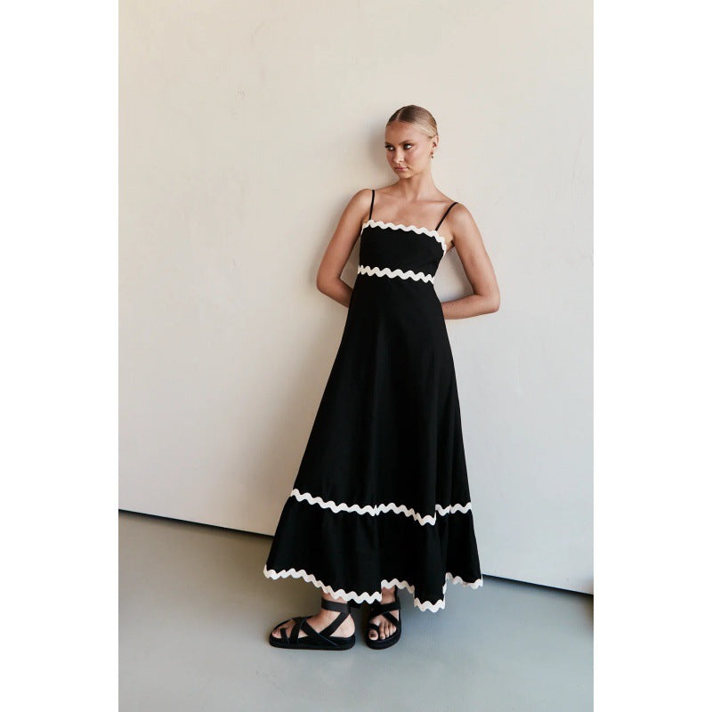 Dame luftig maxikjole med bølget kant Stilla