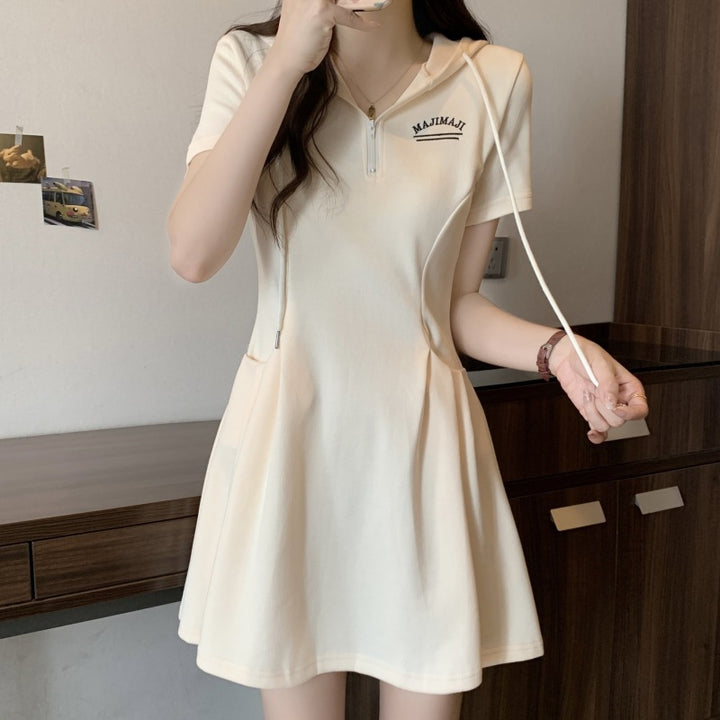 Dame Casual Zip-Up Hoodie Kjole Stilla