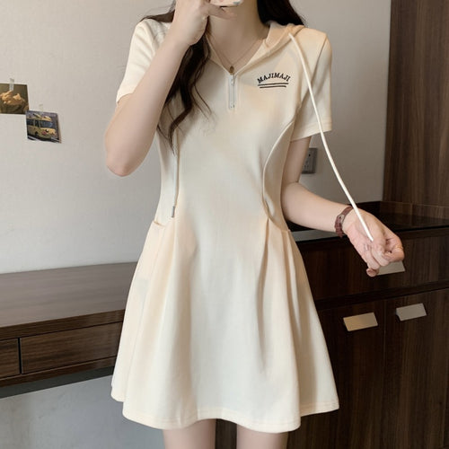 Dame Casual Zip-Up Hoodie Kjole Stilla