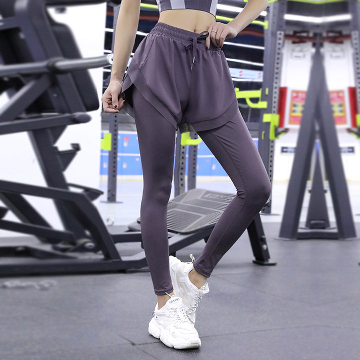 Dame Sporty kompressions leggings med integreret shorts-design og elastisk kant Stilla