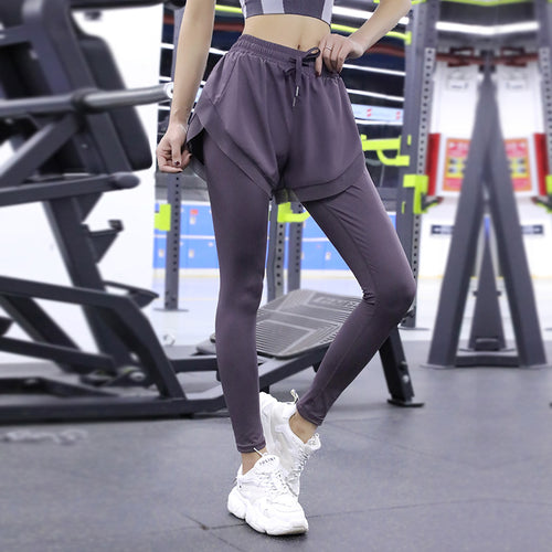 Dame Sporty kompressions leggings med integreret shorts-design og elastisk kant Stilla