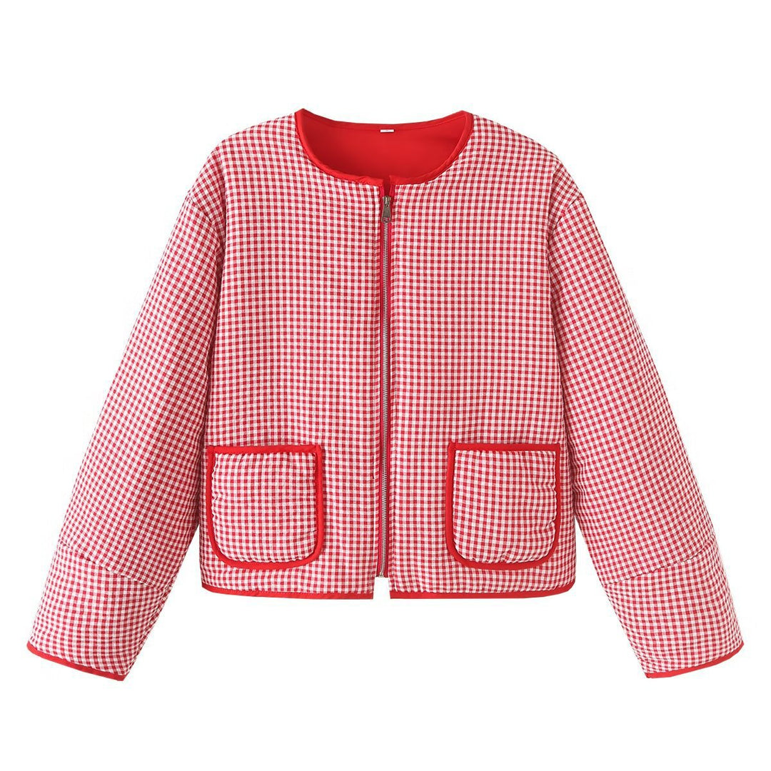 Dame quilted terningsjakke med praktiske lommer Stilla