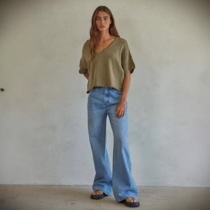 Dame brede jeans med høj talje Stilla