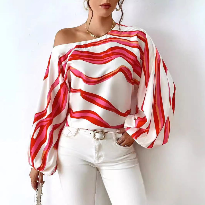 Dame Off-Shoulder Abstrakt Print Bluse Stilla