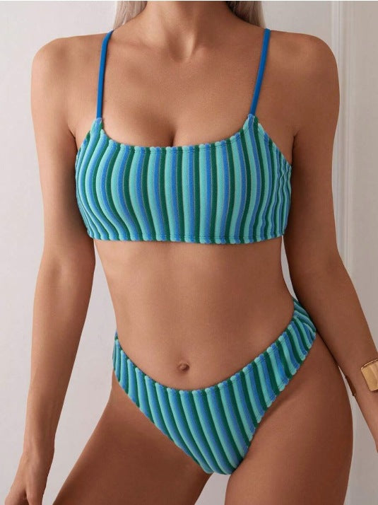 Dame Bikini-sæt med stilfulde striber og justerbare stropper Stilla