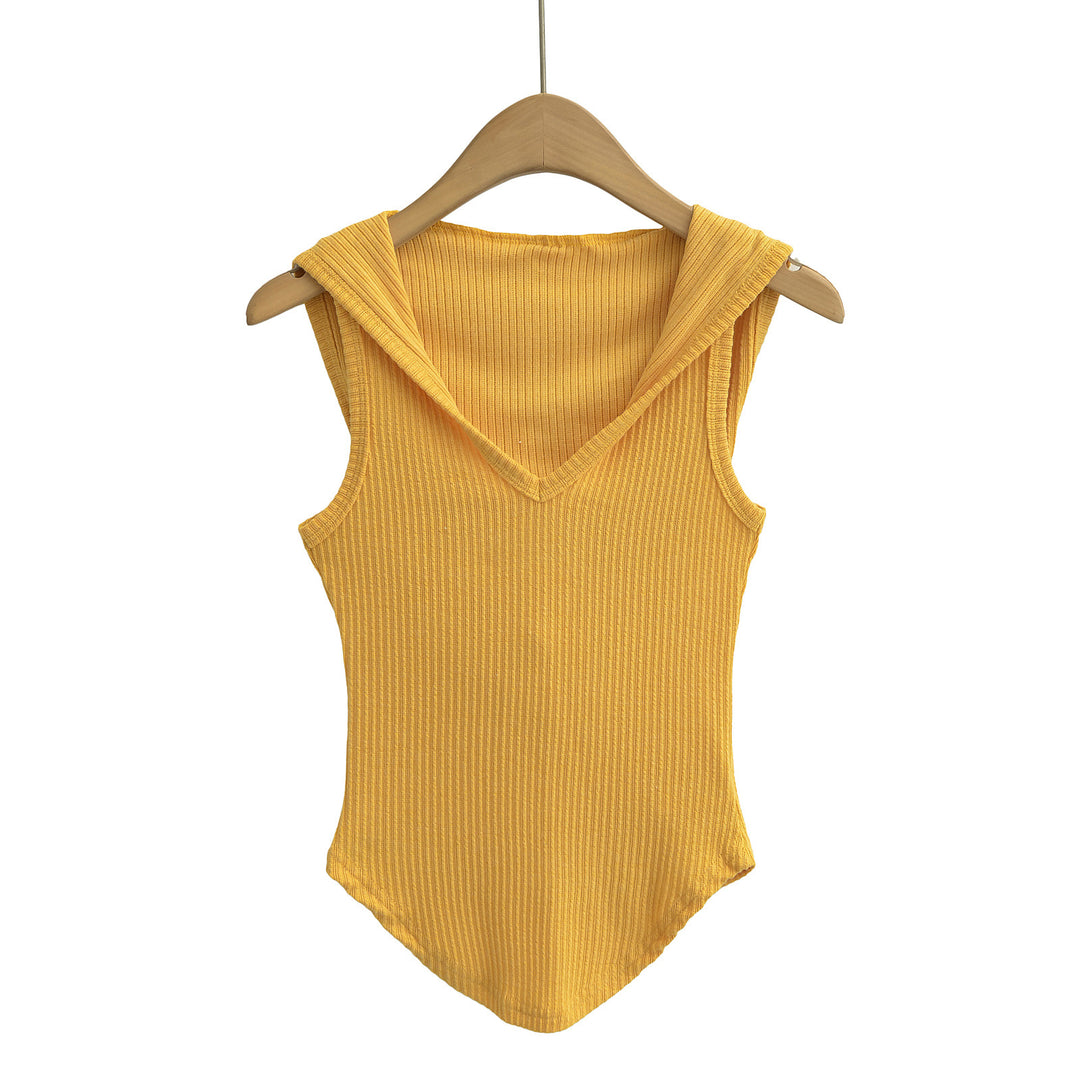 Dame ærmeløs bodystocking med dyb V-udskæring og moderne hættedesign Stilla