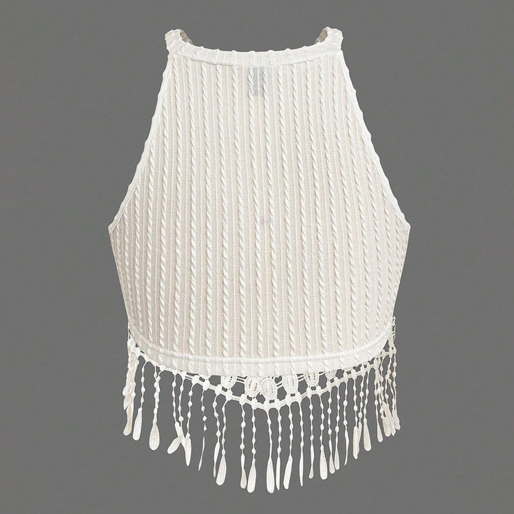 Dame trendy haltertop med kunstneriske frynser Stilla