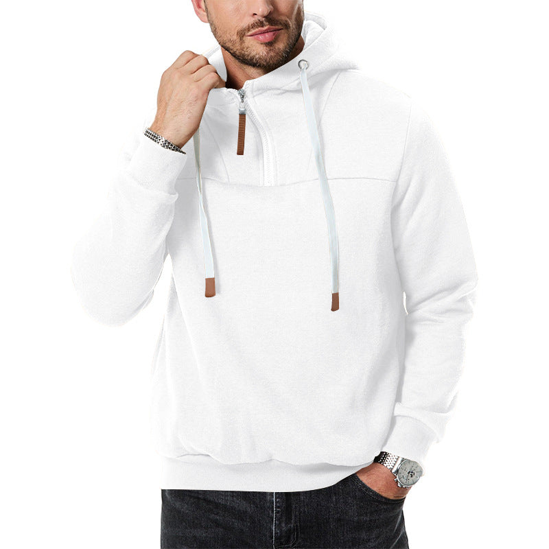 Herre funktionel hættepullover med halv lynlås og innovative detaljer Stilla