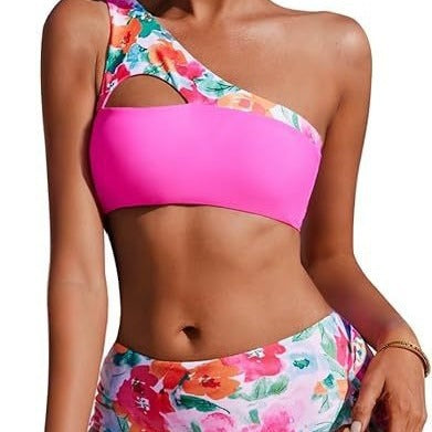 Femme Enkel-Skulder Floral Bikini Sæt Stilla