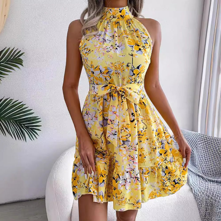Dame Halterneck Floral A-linje Kjole Stilla