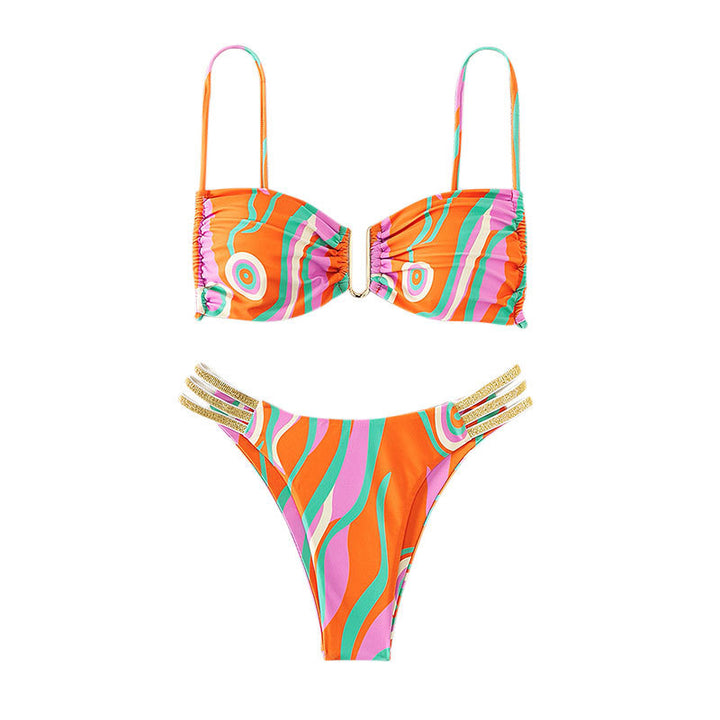 Dame trekant-bikini med raffineret ruffle-detalje og elegante accenter Skovae