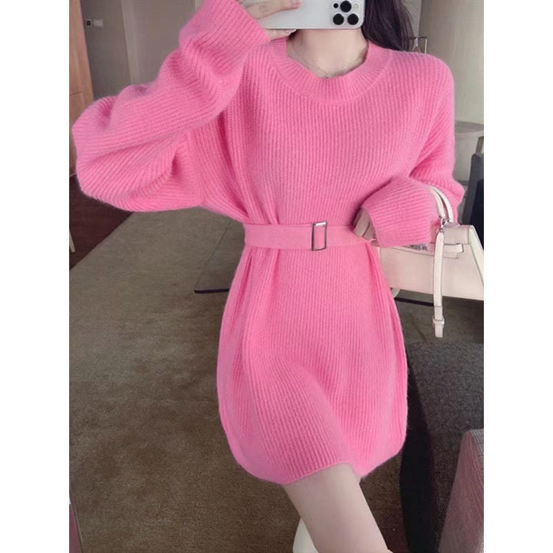 Damerne Fashionable Strik Sweater med Bælte Stilla