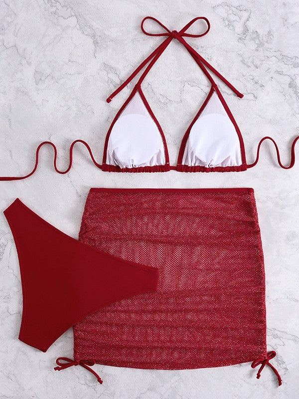 Dame Triangle-Top og Nederdel-Bikini-Sæt Stilla